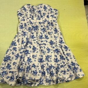 White sundress with blue flowers
